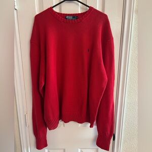 Vintage Polo Ralph Lauren Men’s Red Pony Crewneck Fleece Embroidered Sweater XL
